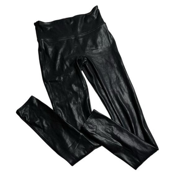 SPANX Black Faux Leather Leggings Women's Size Small Fall Closet Staple S - Picture 1 of 9
